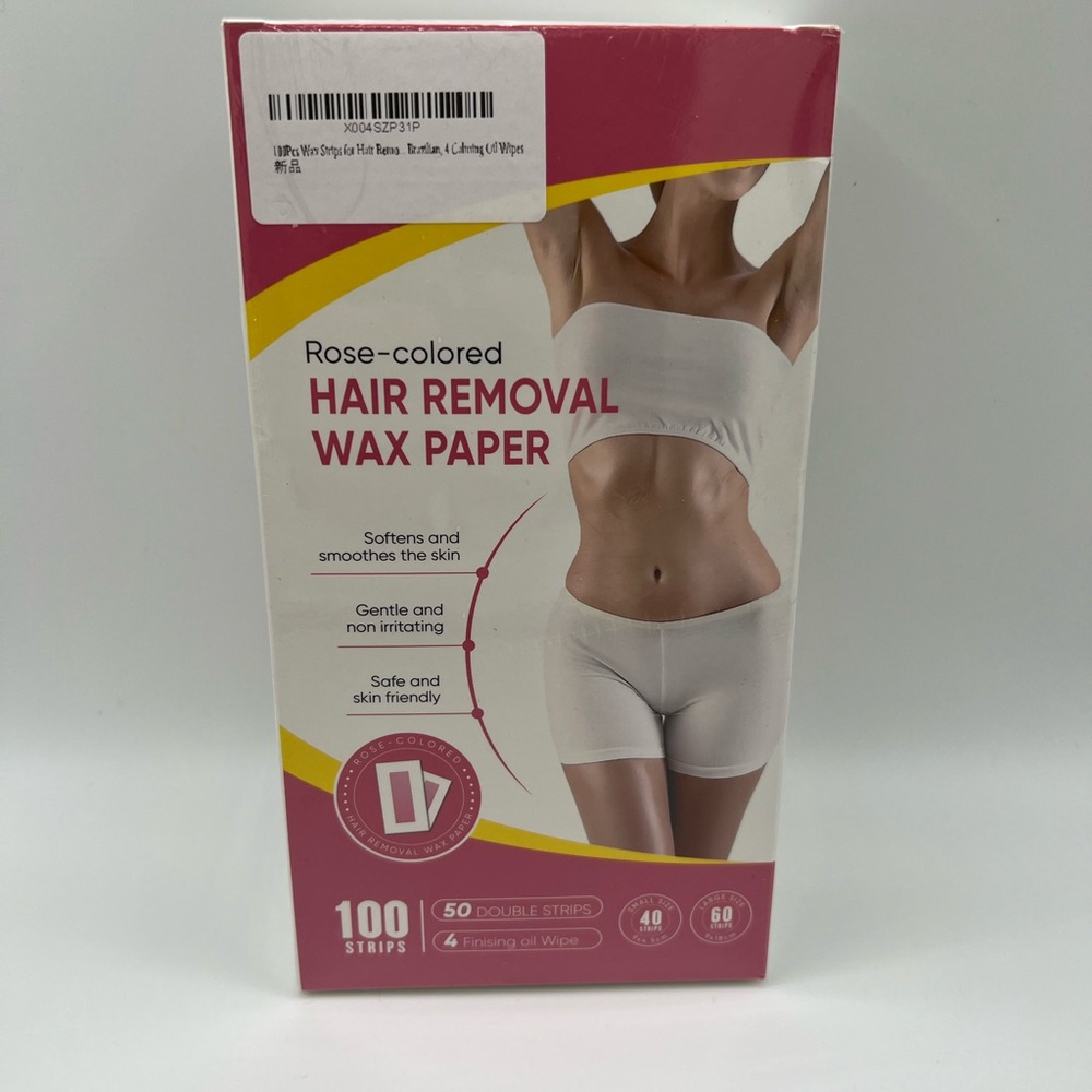 Rose-Colored Hair Removal Wax Paper Strips - 100 Pack
